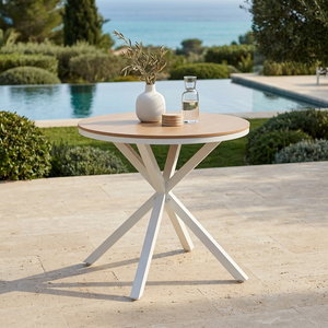<span class=keywords><strong>Table</strong></span> de bistrot moderne <span class=keywords><strong>d</strong></span>'extérieur, structure en aluminium et fer, plateau en lattes non en bois, résistante aux intempéries, mobilier de jardin, <span class=keywords><strong>table</strong></span> ronde pour café - Product Image 2