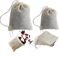 Sac en mousseline à cordon 13x16cm en coton naturel non blanchi pour infuser les herbes, le café, le thé, les soupes, les sauces et les bouillons