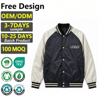 Veste en polyester à blocs de couleur pour homme avec logo personnalisé, manches raglan, col et poignets côtelés rayés, style vintage, veste bomber de baseball