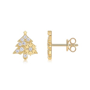 Anting-anting stud moissanite potongan bulat sterling silver 925 untuk wanita, setting pave, anting-anting moissanite pohon natal - Product Image 1