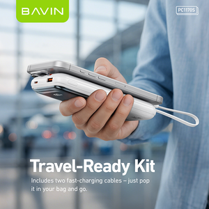 BAVIN Atacado PC1170S 10000 Mah 22.5W Dual Cabos Embutidos Banco de Potência do Telefone Móvel com Display Digital LED - Product Image 4