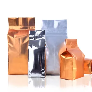 100PCS Dull Golden Aluminum Foil Eight Side Gusset Tea Coffee Packaging Bag Pouch
