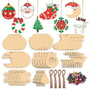 10 ชิ้น/ชุดของขวัญคริสต์มาสไม้ DIY งานฝีมือทำมือภาพวาดซานตาคลอสเกล็ดหิมะตกแต่งกระดานไม้ธรรมชาติสำหรับการวาดภาพ - Product Image 2