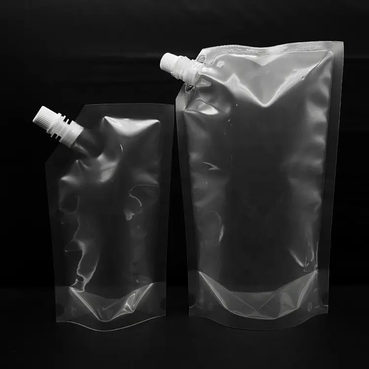 Impressão personalizada Reutilizável Leite Chá Óleo Líquido Bebida Bico Malote Transparente Stand Up Plastic Bag para armazenamento de alimentos
