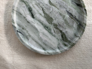 Stonekoc in nordico nuvola verde giada marmo vassoio di gioielli cosmetici aromaterapia candela vassoio di conservazione circolare piatto di frutta - Product Image 4