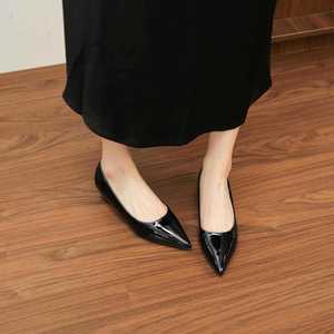 Pointed Toe <b>Flats</b> Patent Leather Slip-On Height Increasing All Seasons Elegant Women's Shoes 6388B - Product Image 4