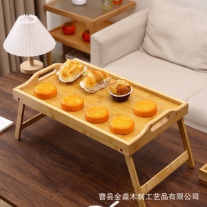 Plateau de service portable en bois pour l'extérieur, pliable, pour fromage, pizza, steak, avec rangement pour usage domestique - Product Image 2