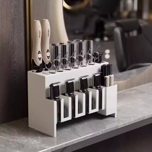 Hairdressing Tool Storage Rack Barber Shop Scissor <b>Shelf</b> Wall-Mounted Hair Straightener Comb Storage Cabinet - Product Image 2