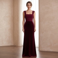 Robe de soirée vintage bordeaux en polyester, ornée de perles et d'appliques en cristal, coupe ajustée, ligne A, longueur cheville, vente en gros, sur mesure
