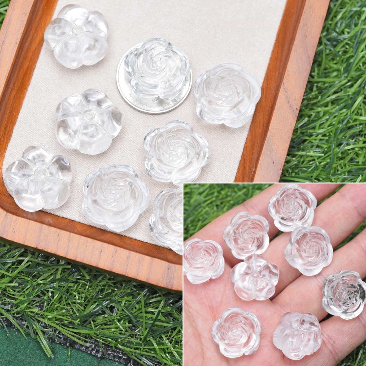 4 cristaux blancs fleuris