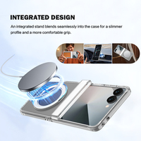 Coque de téléphone pliable transparente et fine pour Samsung Galaxy Z Flip 8, magnétique 360° °   Support de bague rotatif, étui transparent anti-chute