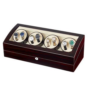 Hộp đựng đồng hồ tự động sang trọng 4 motor, chất liệu gỗ mun, có ngăn trưng bày, 8+9 ngăn đựng thẻ, logo tùy chỉnh - Product Image 5