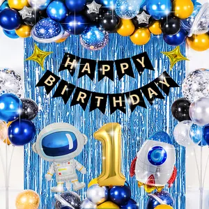 Juego dorado de decoración de cumpleaños número 1 de 40 pulgadas,  suministros de primer cumpleaños para bebé con pancarta de feliz  cumpleaños, globos