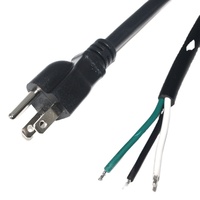 Câble d'alimentation US NEMA 1-15P SJTW IP11 15A, rallonge AC, fil PVC noir pour l'électronique grand public