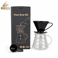 Ensemble de café V60 en verre avec verseur gradué, filtres en papier et boîte pour la maison et le café
