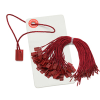 Pendentif de décoration pour sapin de Noël, étiquette carrée en corde rouge, étiquette en corde plastique, étiquette de sécurité, étiquette pour accessoires vestimentaires, étiquette volante
