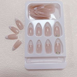 Novo Transparente Press On Nail Com Rhinestone Prego Unhas Artificiais
