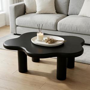 Tavolino da caffè Wood Cloud 40 pollici con 4 gambe rotonde, basso e irregolare, per soggiorno - Product Image 5