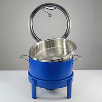 Chauffe-plat professionnel en acier inoxydable 304 pour buffet, avec couvercle hydraulique et bassin en céramique martelé