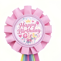 Selamat Ulang Tahun Gadis Ini, Pin Lencana Roset, Bros Kancing Pita Satin Payet, Dekorasi Pesta, Aksesori Pakaian