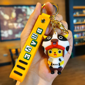 Llavero de goma suave con dibujos animados encantadores, llavero de 1 pieza, muñeca 3D, colgante de Luffy, llaveros, venta al por mayor, llaveros de regalo promocionales - Product Image 5