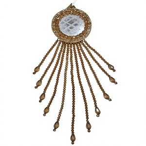Tapiz de cristal con forma de hoja bohemia y patrón de loto, adorno para el hogar y la sala de estar - Product Image 1
