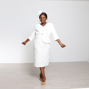 Trajes Formales para Mujer, Trajes de Iglesia, Vestido Blanco Tipo Lápiz - Product Image 5