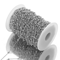 Chaîne à billes en acier inoxydable de 1,5 mm avec clip de 4 mm pour la fabrication de bracelets et colliers DIY