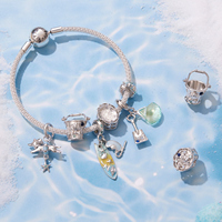 Pendentif Méduse et Étoile de Mer en Argent Sterling 925, Série Océan Estival, Breloque Planche de Surf, Perles pour Bracelet DIY, Bijoux Fins pour Femme