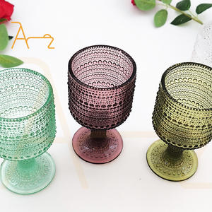 أواني زجاجية بتصميم منقوش ، أواني زجاجية ملونة ، كوب ماء منحوت - Product Image 3