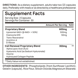 Suplemento <span class=keywords><strong>de</strong></span> NAD+ para Mujeres Adultas, Trans-Resveratrol, CoQ10, D-Ribosa, Promueve la Renovación <span class=keywords><strong>Celular</strong></span>, Energía, Piel Radiante, Salud, Sin Gluten, 90 Cápsulas - Product Image 2