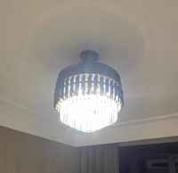 Ventilateur de plafond LED en aluminium 42 pouces avec télécommande, contrôle vocal et musical, 5 pales, 6 vitesses, faible bruit, design moderne pour cuisine et décoration intérieure