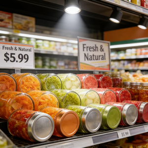 Vente en gros de pots en verre à large ouverture avec logo personnalisé pour légumes en conserve, épices, miel, stockage alimentaire, pot à miel avec couvercle en métal - Product Image 4