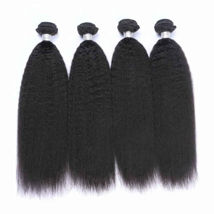 Wholesale Yaki Kinky Straight Machine Hair Weft 100% Human Hair Bundles For Black Women