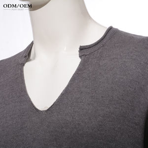 Pull en tricot d'hiver pour homme, couleur unie, col en V, 100% coton, pull-over pour homme - Product Image 4