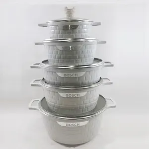 Оптовая Продажа Кухня алюминиевого литья под давлением наборы посуды 10 шт. гранитное покрытие антипригарный кастрюль и сковородок набор