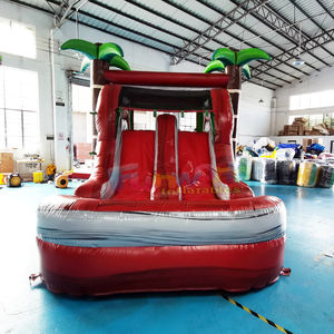 Castillo inflable tropical de doble carril para niños con tobogán, combo comercial con tobogán inflable para eventos - Product Image 3