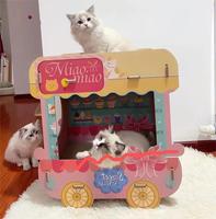 Vente en gros du fabricant Nouveau modèle Cheval à bascule Confortable Haute densité Grands lits pour chats Planches à gratter pour chats Maison