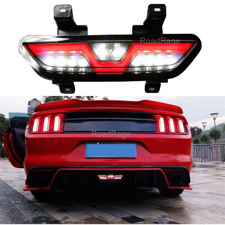 Smoked LED Bumper Lights For 2015-2017 Ford Mustang - Brake Tail Reflectors