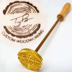 कस्टम लोगो के लिए गरम लकड़ी ब्रांडिंग लोहे लकड़ी केक टिकाऊ चमड़े ब्रांडिंग लोहे BBQ गर्मी स्टाम्प लकड़ी जलती स्टाम्प
