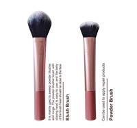 Lot de 2 pinceaux de maquillage pour le visage et les joues Sweet Rose, étui transparent, kit professionnel de pinceaux pour fond de teint, poudre et blush pour femmes