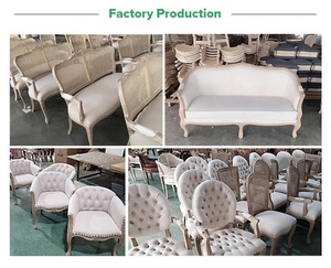 Canapé <span class=keywords><strong>Louis</strong></span> deux places en bois massif, style français <span class=keywords><strong>moderne</strong></span>, avec revêtement en tissu confortable, pour hall d'hôtel - Product Image 6