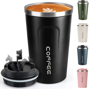 New Designer Custom Logo Double Wall Tumbler to Go Reusable Stainless Steel Coffee Mug with Handle and Lid Leak-Proof BPA Free - Product Image 1