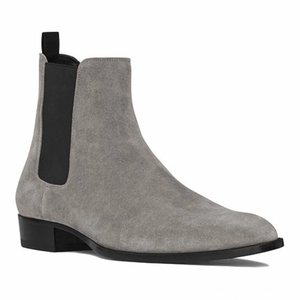 Bottes <span class=keywords><strong>Chelsea</strong></span> pour hommes, gris vintage, faites à la main, respirantes et confortables, bottes en cuir de vachette de qualité supérieure, chaussures de marche décontractées - Product Image 5