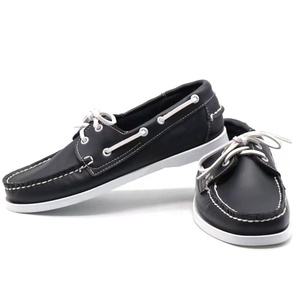 Mocassins de <span class=keywords><strong>bateau</strong></span> nautiques pour hommes en cuir véritable souple, grandes tailles, bleu marine, noir, marron, style pieds nus, plateforme, chaussures plates - Product Image 1