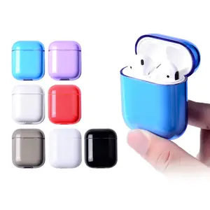 Casing Earphone PC Transparan, Kantong Earphone Pelindung Lengan Tahan Guncangan, LOGO dan LOGO Pola untuk Apple Airpods 1 2