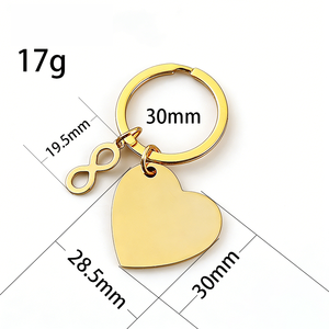 Ywyougang Porte-clés en acier inoxydable 201 avec breloque cœur et symbole infini, personnalisable par gravure, anneau en fer, multicolore pour couples - Product Image 5
