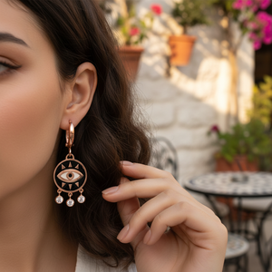 Boucles d'oreilles en émail Design Eye Vente en gros Bijoux en argent sterling 925 fabriqués à la main turcs - Product Image 3