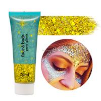 Gel scintillant irisé longue durée pour le corps, maquillage scintillant pour cheveux et visage 50ml, paillettes holographiques épaisses, accessoires de rave pour chanteurs