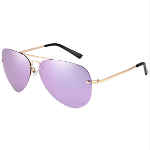 Sunglasses Unisex Designer <b>Gold</b> <b>Frames</b> High Quality Fashion Rimless Polarized TAC Lenses UV Protection 59mm - Product Image 2